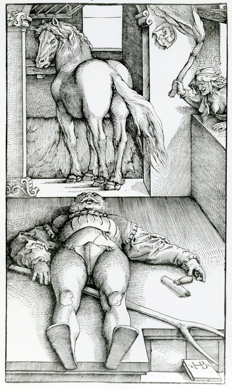 Noivo e Feiticeira Dorminhoco de Hans (after) Baldung Grien