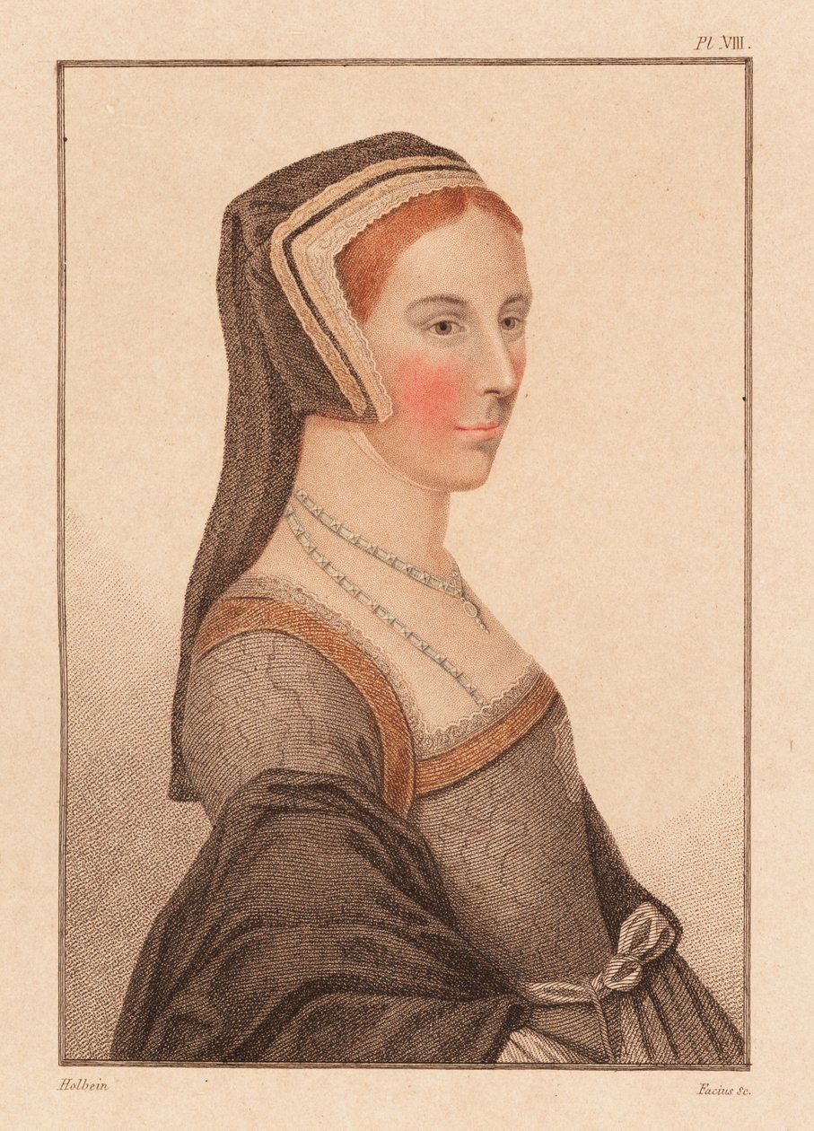 Anne Cresacre, 15 anos, pupila de Sir Thomas More.,1812 (gravura) de Hans (after) Holbein the Younger
