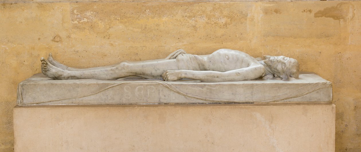 Cristo na Tumba, cópia de H. Holbein. na costa da Capela dos Inválidos (1670), Paris (fotografia) de Hans (after) Holbein the Younger