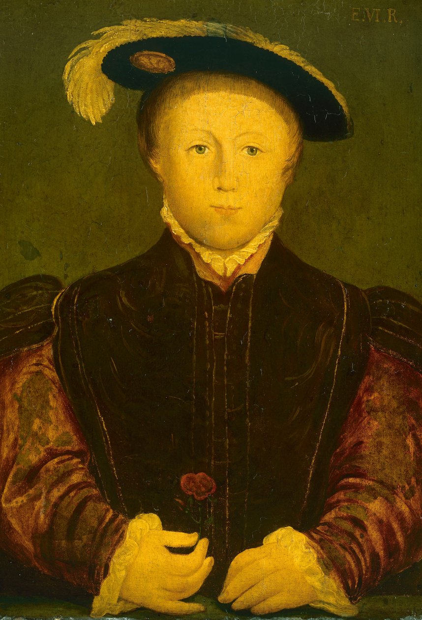 Eduardo VI (óleo sobre painel) de Hans (after) Holbein the Younger