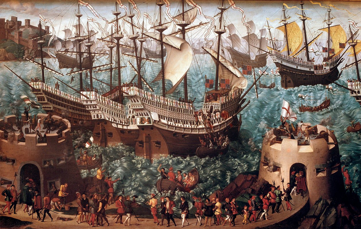 Embarque de Henrique VIII (1491-1547) em Dover no galião Henri Grace a Dieu" por ocasião do comércio assinado com François I (o Camp du Drap d