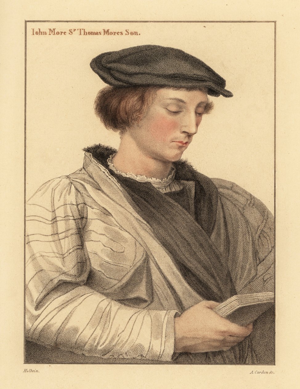 John More, 19 anos de idade, filho de Sir Thomas More. ,1812 (gravura) de Hans (after) Holbein the Younger