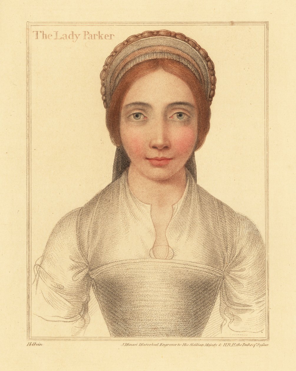 Lady Parker, esposa de Sir Henry Parker,1812 (gravura) de Hans (after) Holbein the Younger