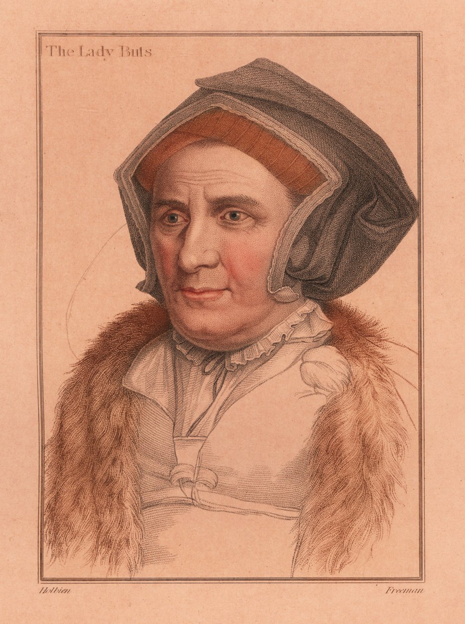Margaret Bacon, Lady Butts, senhora de mesa na corte de Henrique VIII,1812 (gravura) de Hans (after) Holbein the Younger