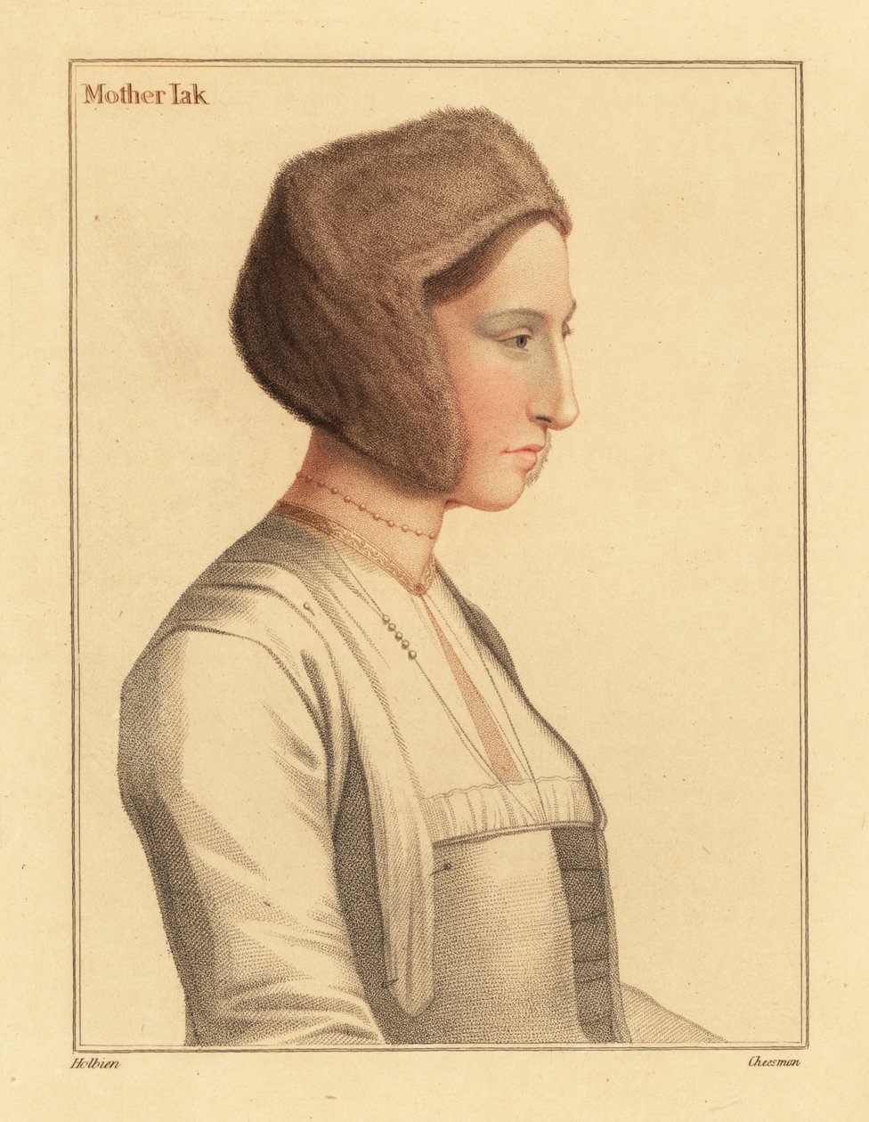 Margaret Clement, filha adoptiva de Thomas More.,1812 (gravura) de Hans (after) Holbein the Younger