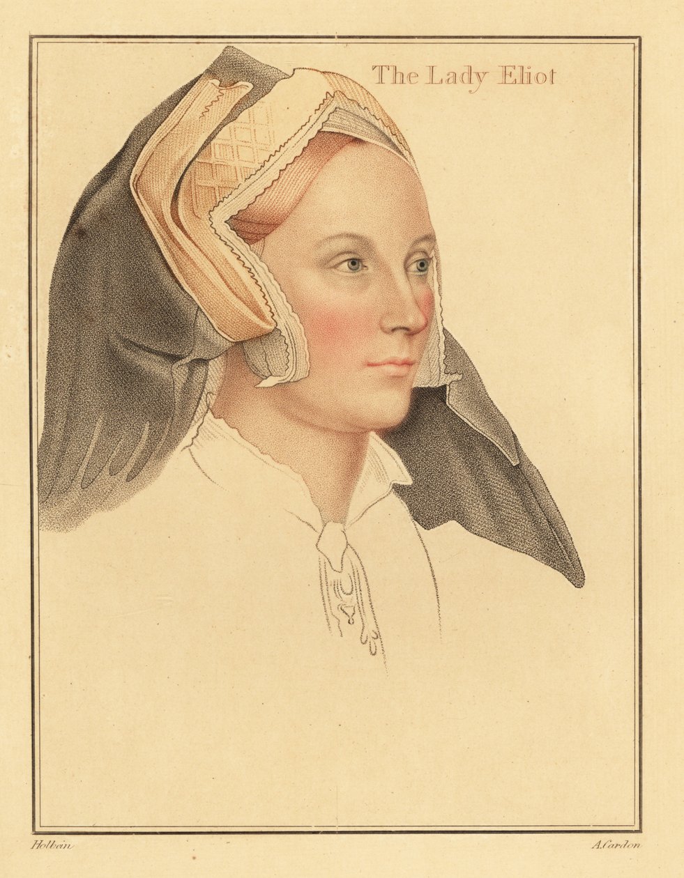 Margaret, Lady Elyot, morreu em 1569. ,1812 (gravura) de Hans (after) Holbein the Younger