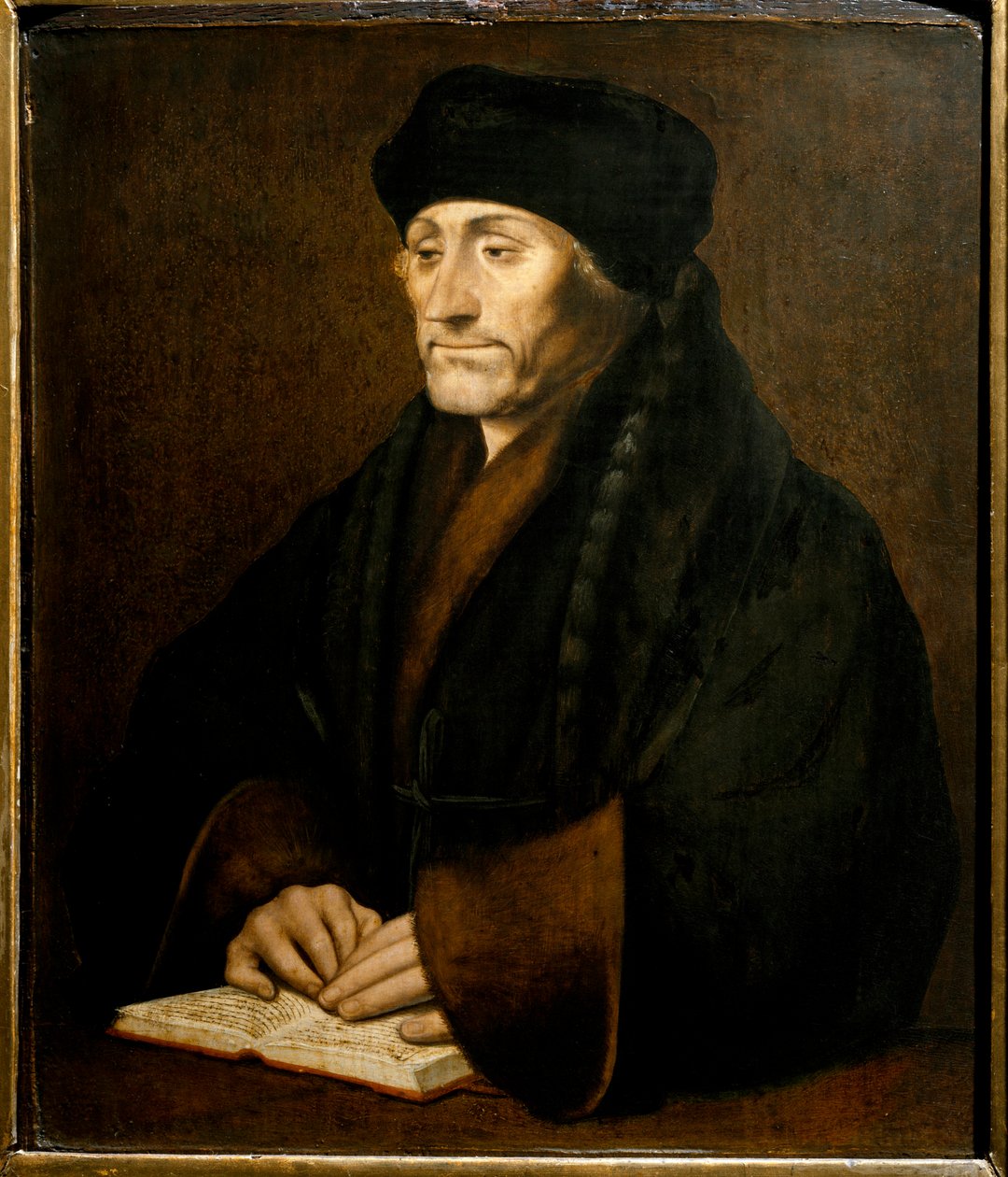 Retrato de Didier Erasme (Erasmus de Roterdão) (1469 - 1536), humanista holandês. Pintura após o original de Holbein Hans o Jovem (1497-1543) Galleria Sabauda Turim ©Luisa Ricciarini/Leemage de Hans (after) Holbein the Younger
