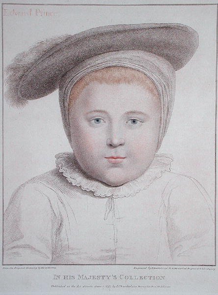 Retrato de Edward VI (1537-53) gravado por Francesco Bartolozzi (1727-1815) 1796 (gravura) de Hans (after) Holbein the Younger