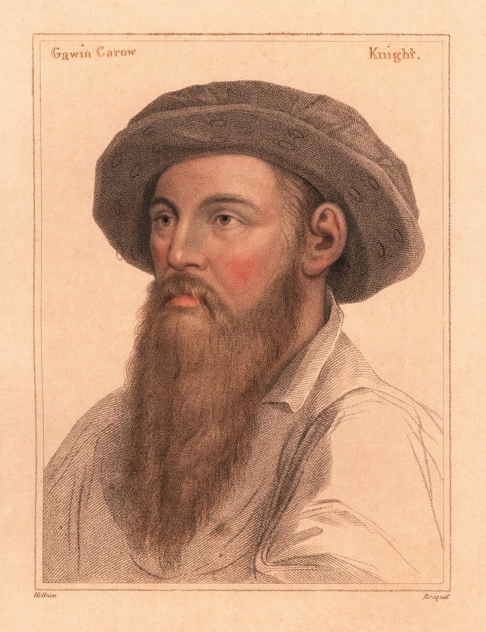 Sir Gavin Carew, filho de Sir Edmond Carew de Stringham,1812 (gravura) de Hans (after) Holbein the Younger