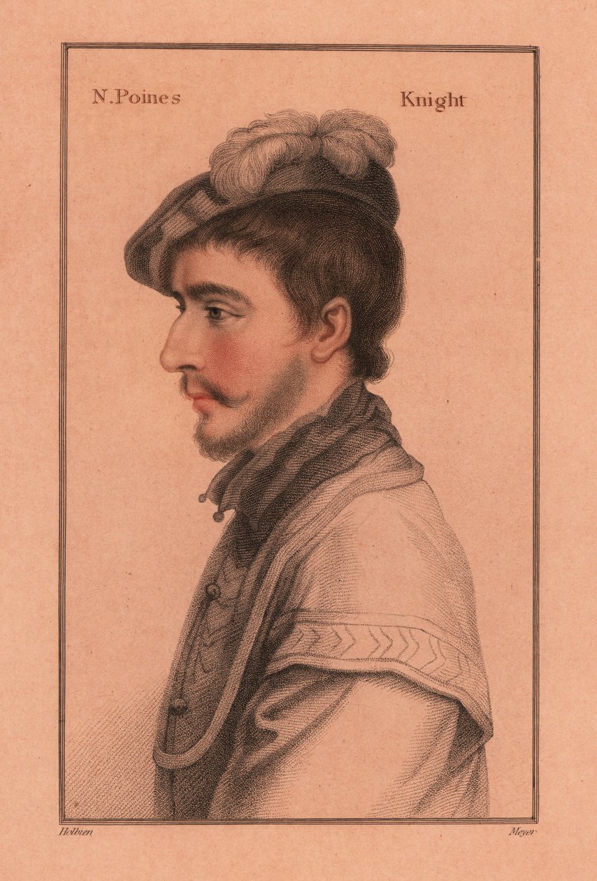 Sir Nicholas Poyntz (c.1528-1556), cortesão inglês.,1812 (gravura) de Hans (after) Holbein the Younger