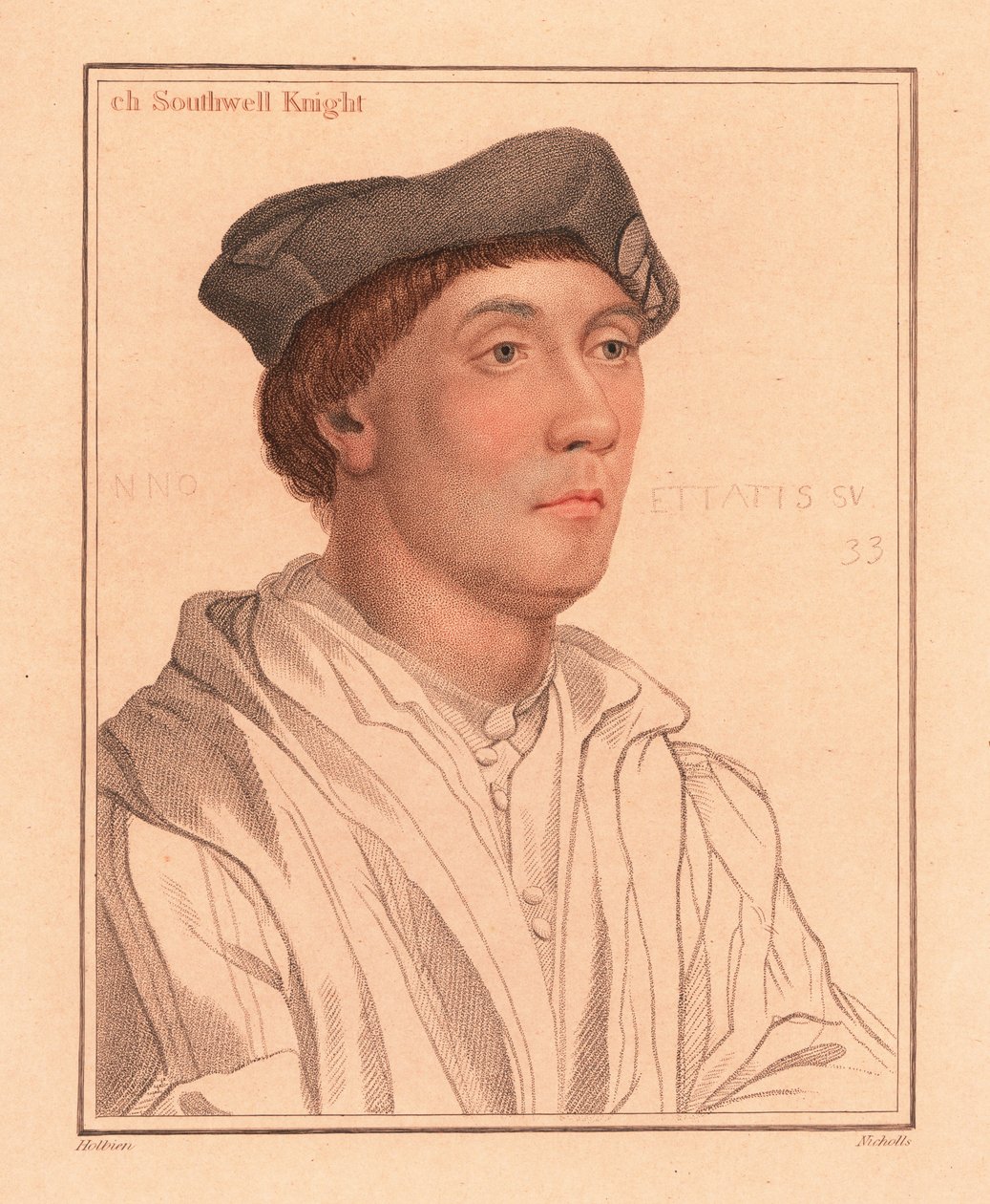 Sir Richard Southwell, Conselheiro Privado Inglês.,1812 (gravura) de Hans (after) Holbein the Younger
