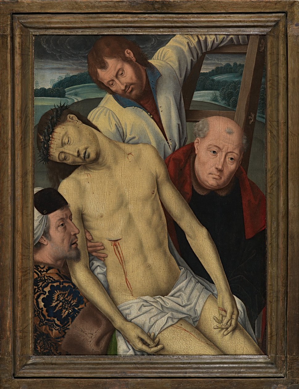 Descida da Cruz, c.1491-1519 (óleo sobre painel) de Hans (after) Memling