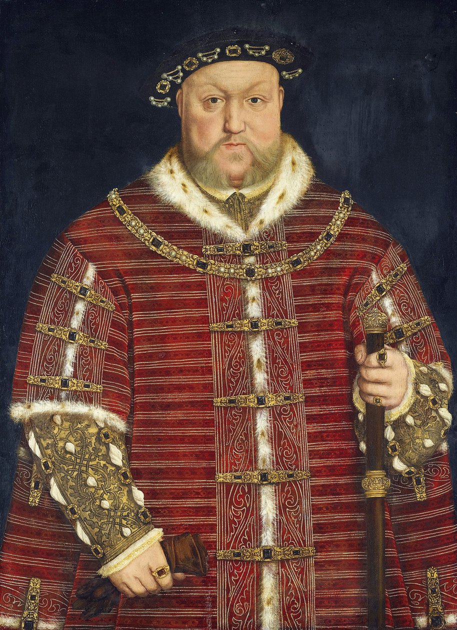 Henri VIII - Retrato do Rei Henrique VIII de Inglaterra par Holbein, Hans, o Jovem, Oficina de . óleo sobre madeira, tamanho : 93x68 de Hans (school of) Holbein