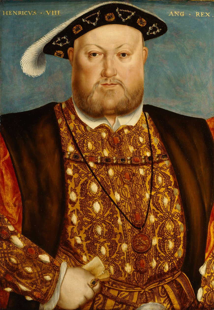 Henrique VIII (óleo sobre painel) de Hans (studio of) Holbein The Younger