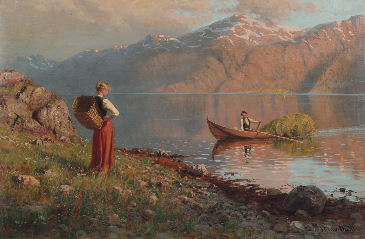 Data até ao fiorde (óleo sobre tela) de Hans Andreas Dahl