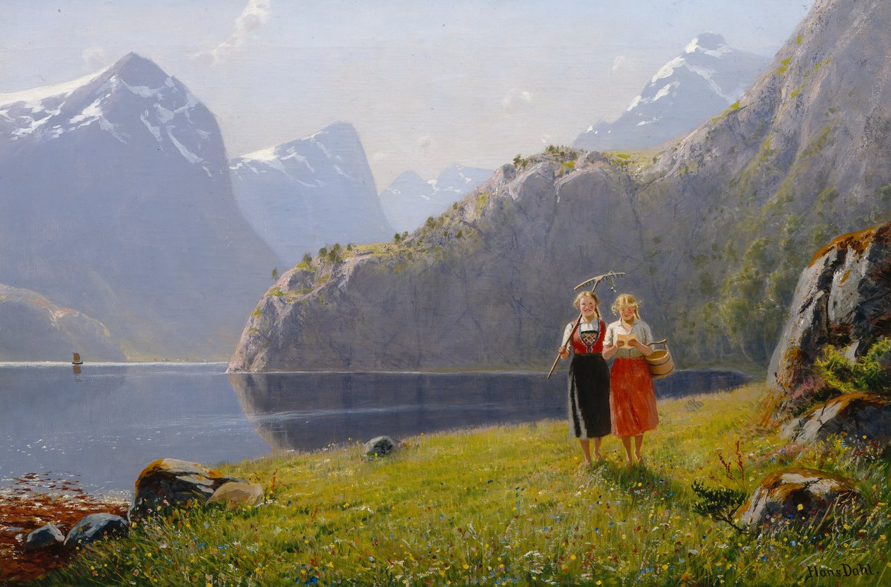 Dia de Verão em Balestrand (óleo sobre tela) de Hans Andreas Dahl