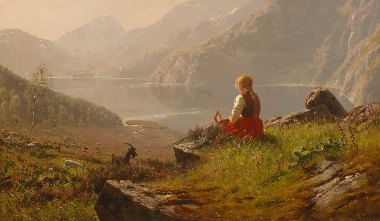 Domingo da Dairymaid (óleo sobre tela) de Hans Andreas Dahl