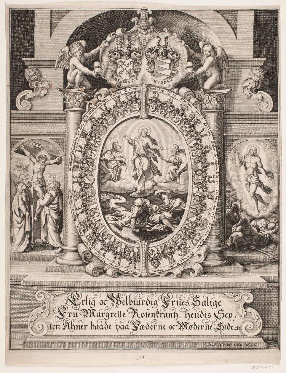A explicação de Cristo. Cercado pelos escudos de Margrethe Rosenkrantz de Hans Andreas Greys