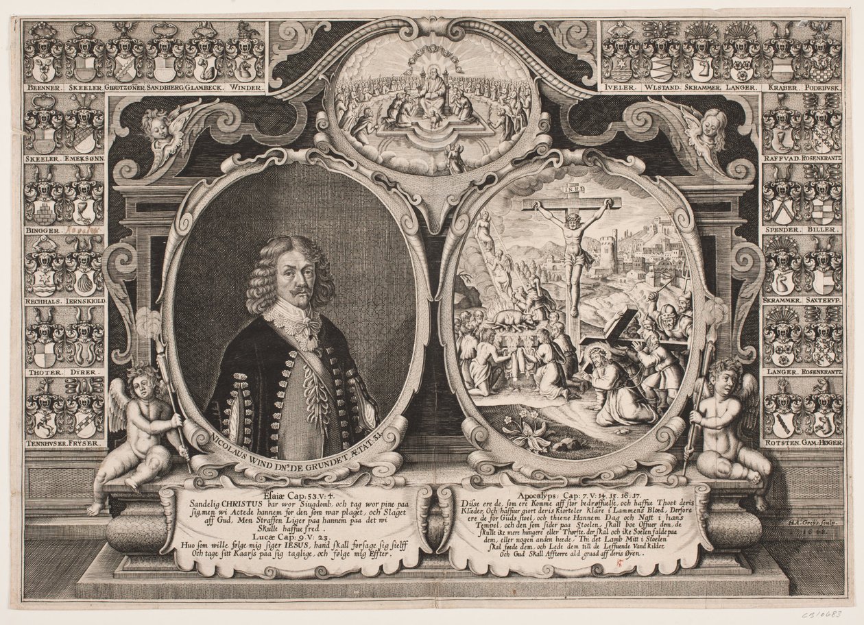 Niels Windet til Grundet e uma representação de Cristo na cruz de Hans Andreas Greys