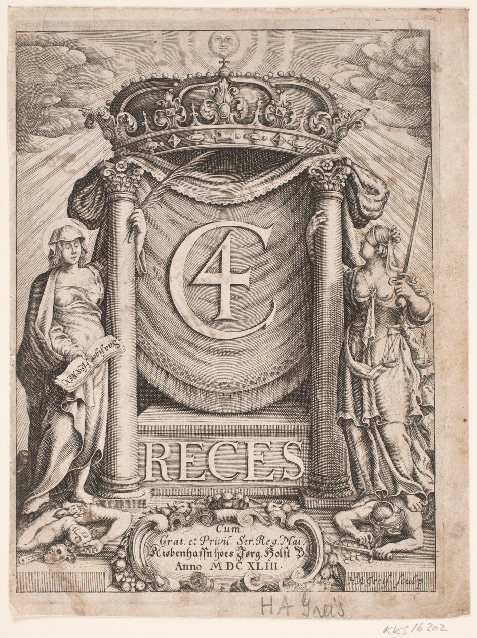 Página de título para Christian IV Reces 1643 de Hans Andreas Greys