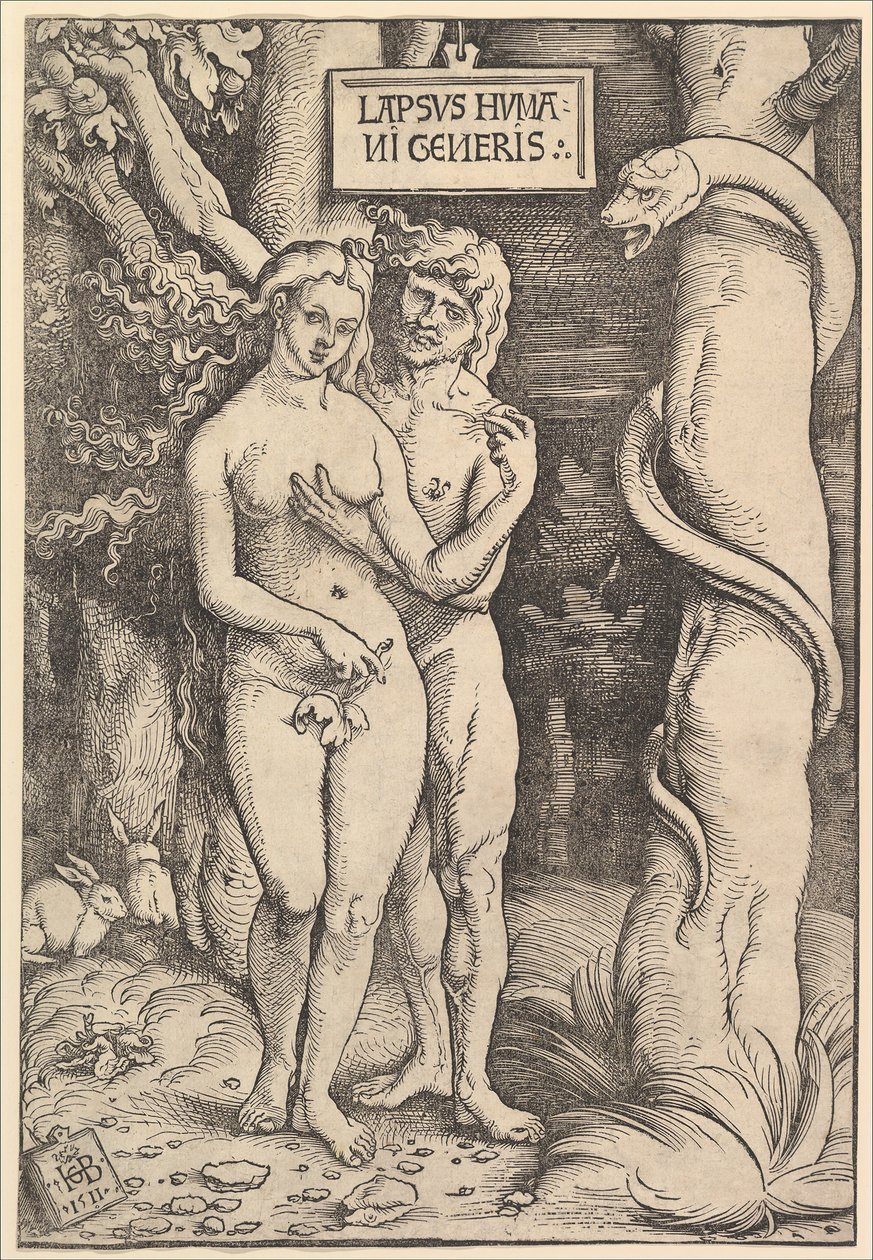 Adão e Eva, 1511. de Hans Baldung