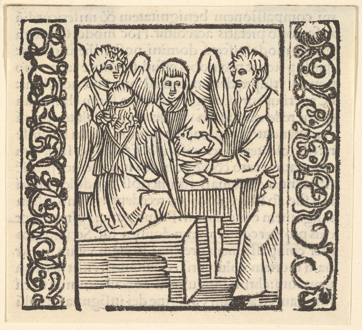 Anjos servidos em uma mesa, ilustração de Speculum Passionis, 1507, 1507. de Hans Baldung