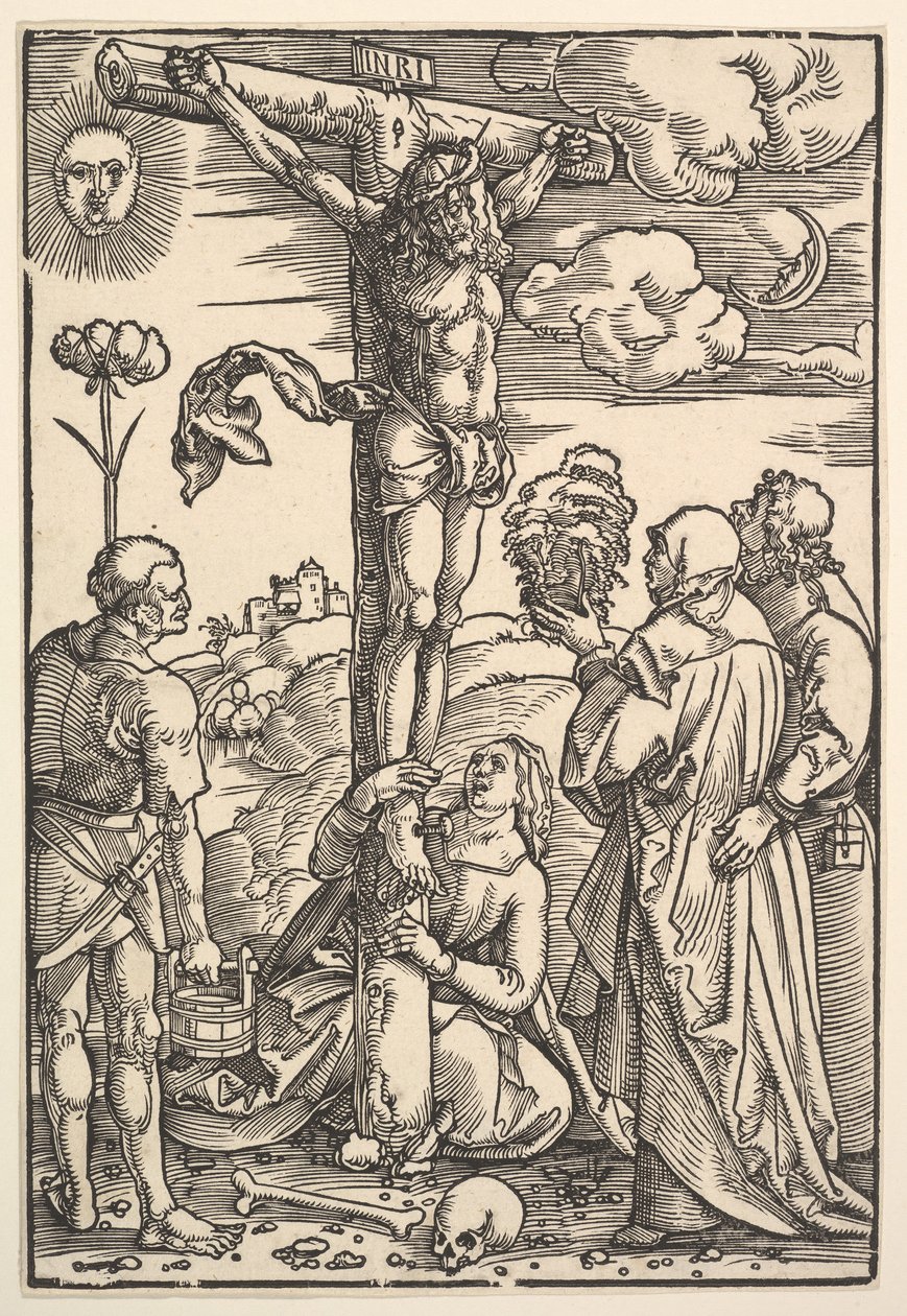 Cristo na Cruz com a Virgem e os Santos Longinus, Maria Madalena e João, 1505. de Hans Baldung