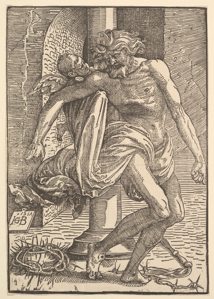 Cristo com os instrumentos de tortura apoiados por um anjinho, 1517. de Hans Baldung