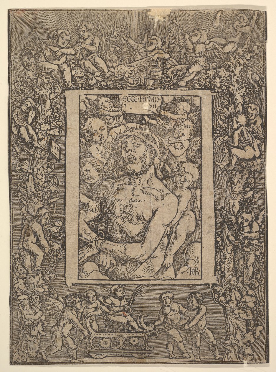 Ecce Homo com borda ornamental mostrando o triunfo de Baco, 1511. de Hans Baldung