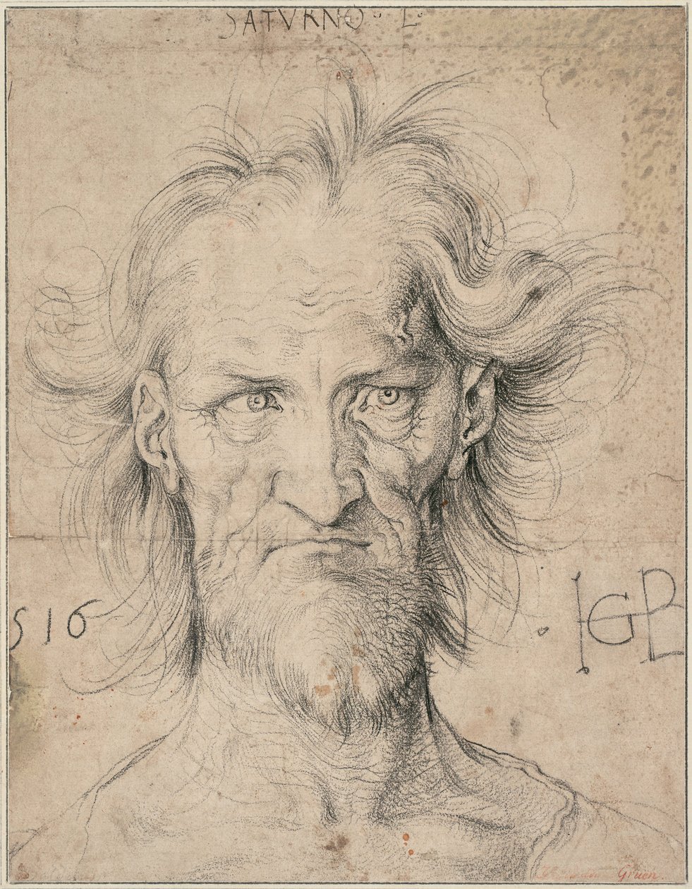 Cabeça de um velho barbudo Saturno, 1516 de Hans Baldung