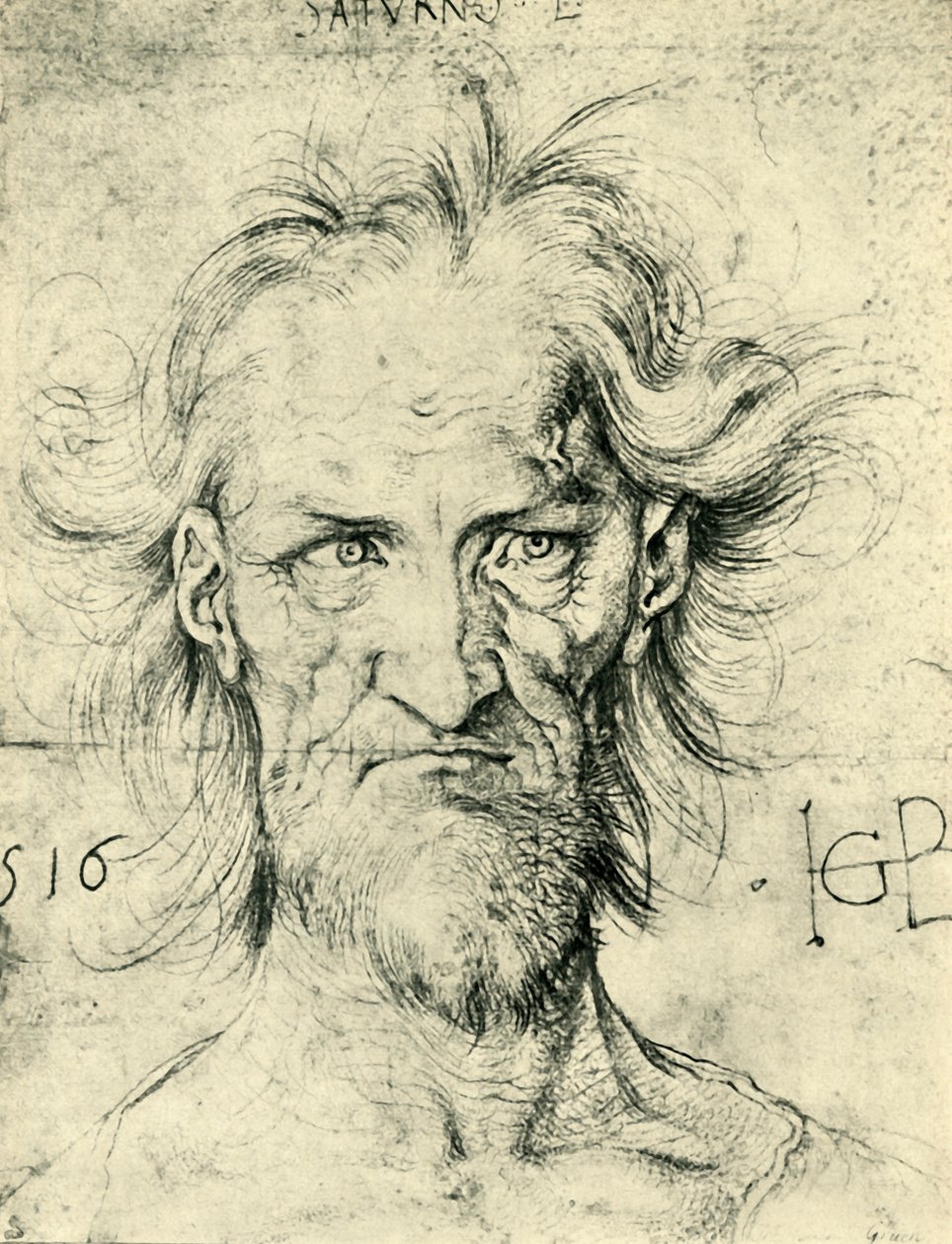 Cabeça de um velho barbudo Saturno, 1516, 1943. de Hans Baldung