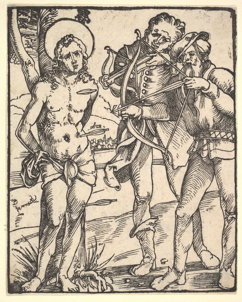 Martírio de São Sebastião com dois homens de besta. de Hans Baldung