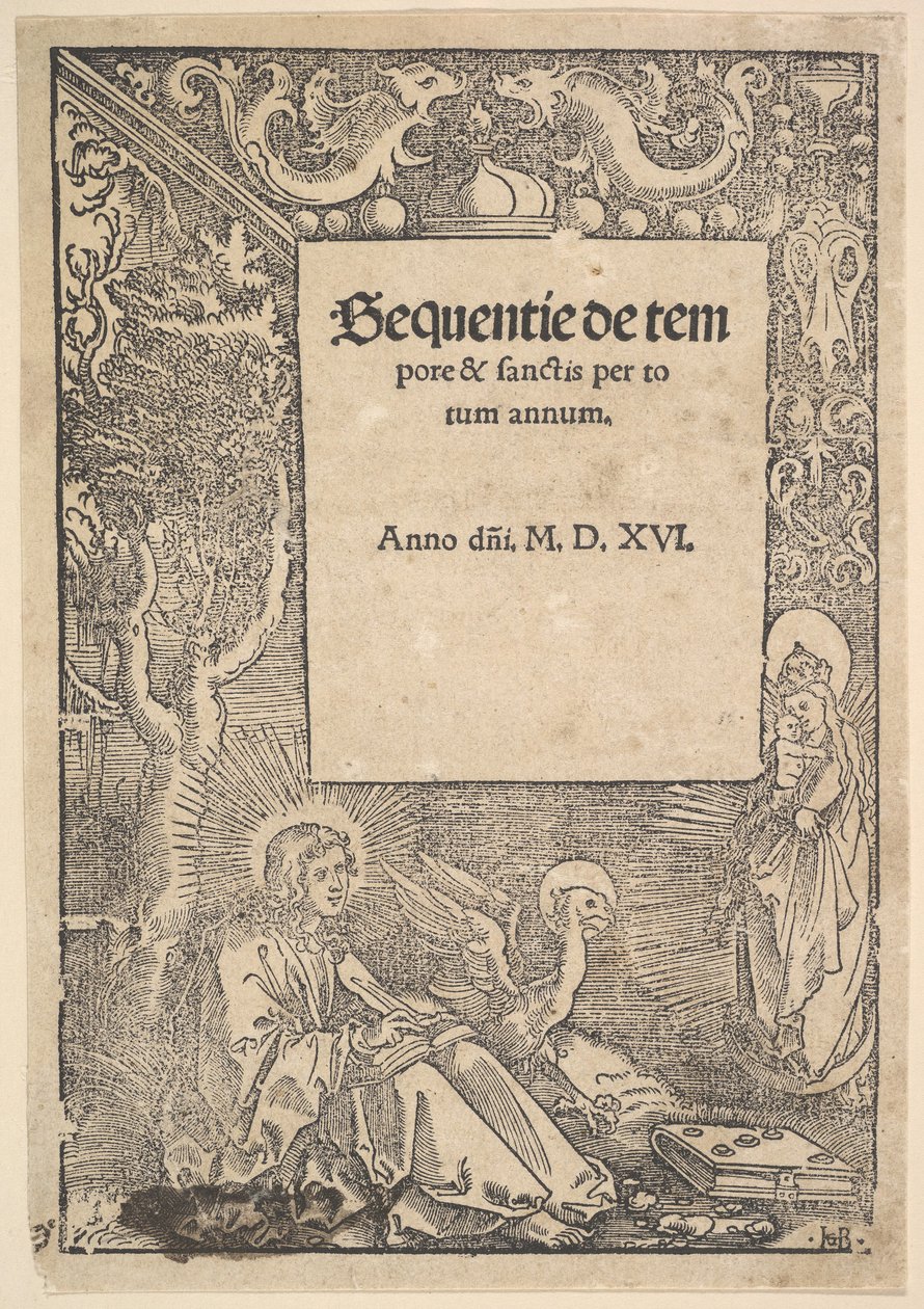 São João Evangelista em Patmos, do título dos hinos da época e do santuário, 1516. de Hans Baldung