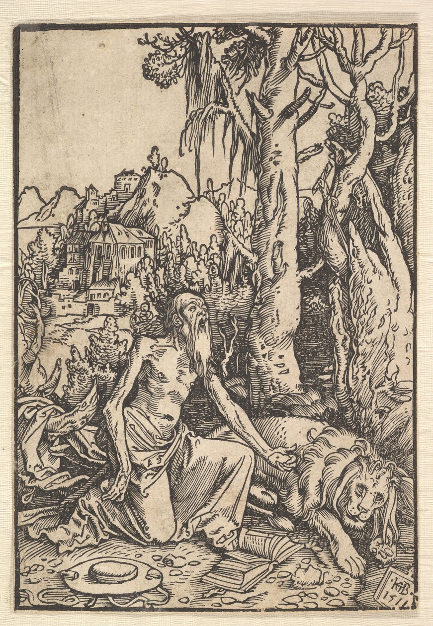 São Jerônimo no deserto, 1511. de Hans Baldung