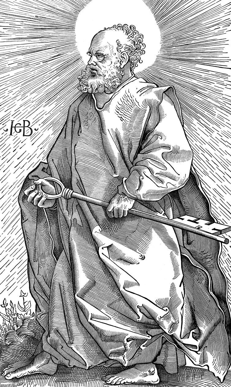 São Pedro segurando seu símbolo de uma chave, c1490-1550 de Hans Baldung