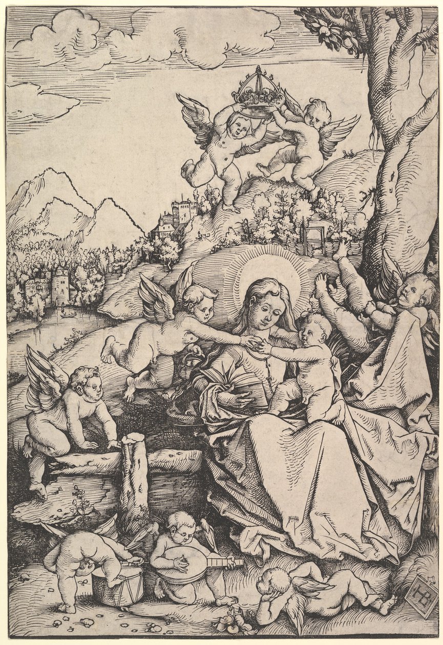 A Virgem e o Menino com Oito Anjos em uma Paisagem, 1511. de Hans Baldung