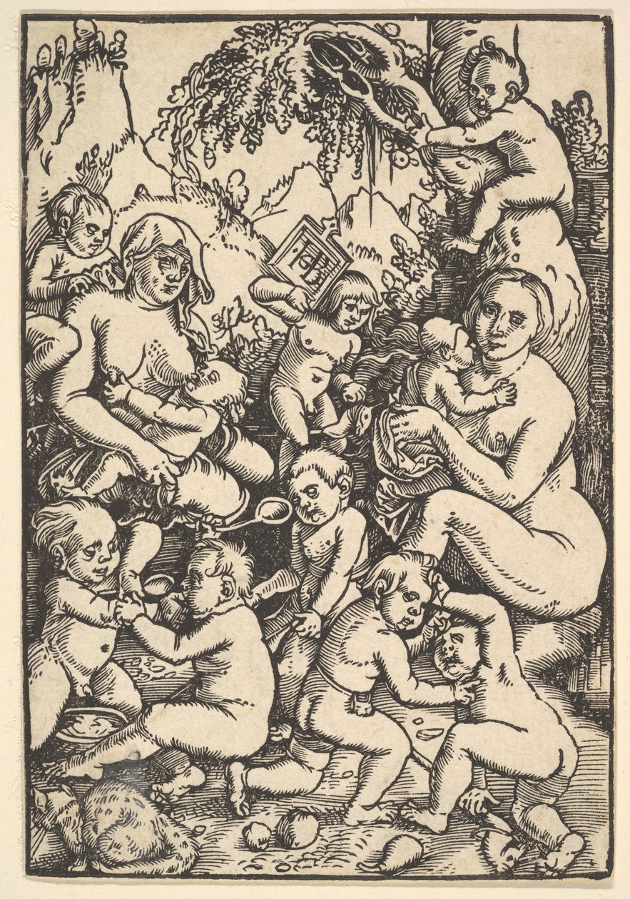 Duas mães com filhos morrem Kinderaue, ca. 1512. de Hans Baldung