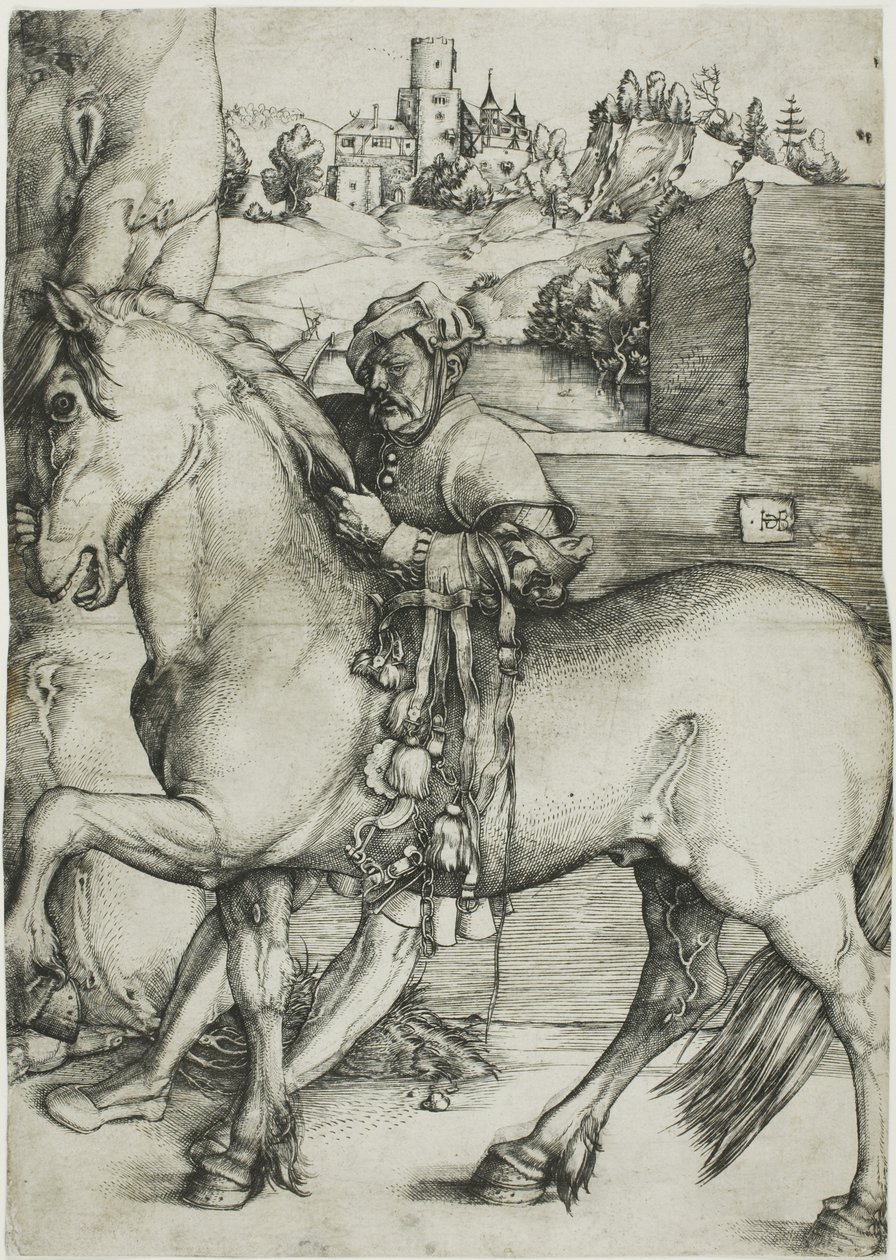 Um noivo que refreia um cavalo de Hans Baldung Grien