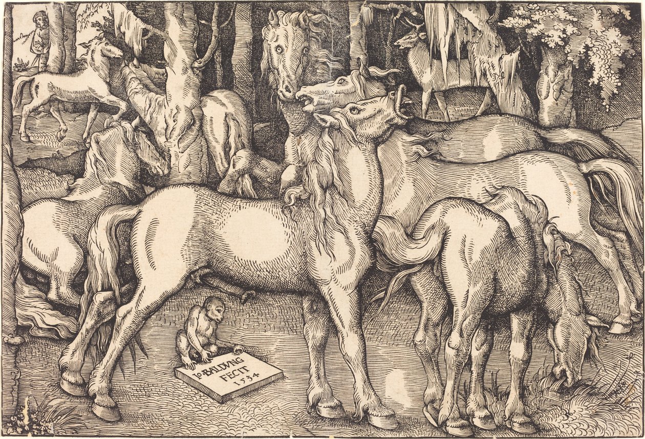 Grupo de sete cavalos de Hans Baldung Grien