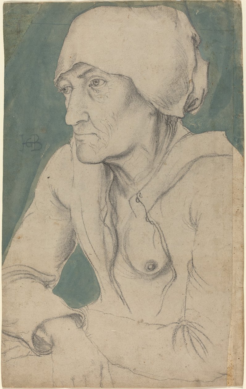 Meia figura de uma velha com um boné de Hans Baldung Grien
