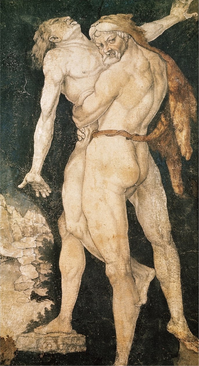 Heracles e Antaeus de Hans Baldung Grien