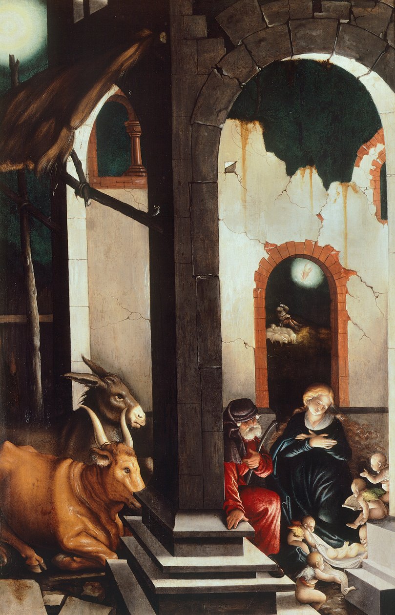 Natividade, por Hans Baldung (1484-1485 - 1545), painel de Hans Baldung Grien