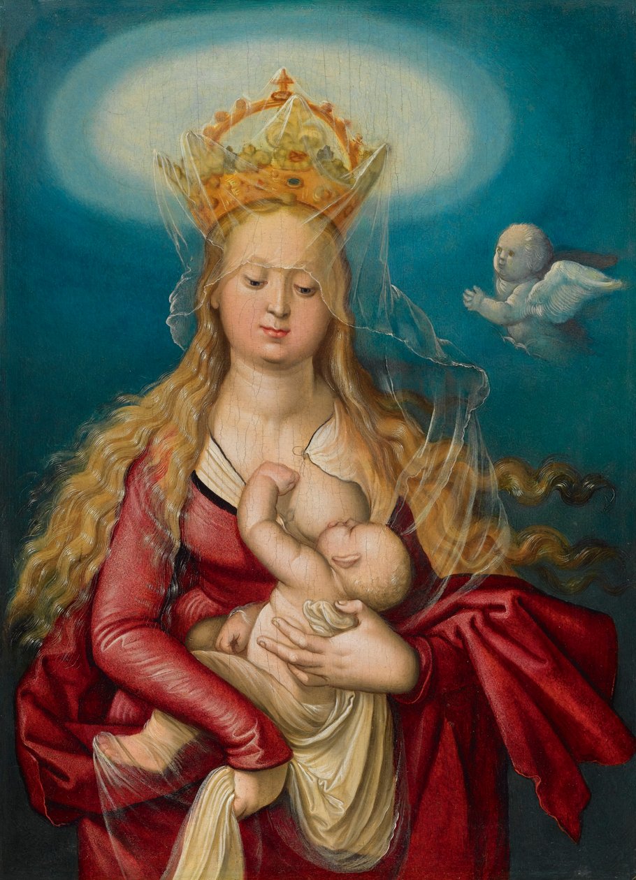 A Virgem como rainha do céu amamentando o menino Cristo de Hans Baldung Grien