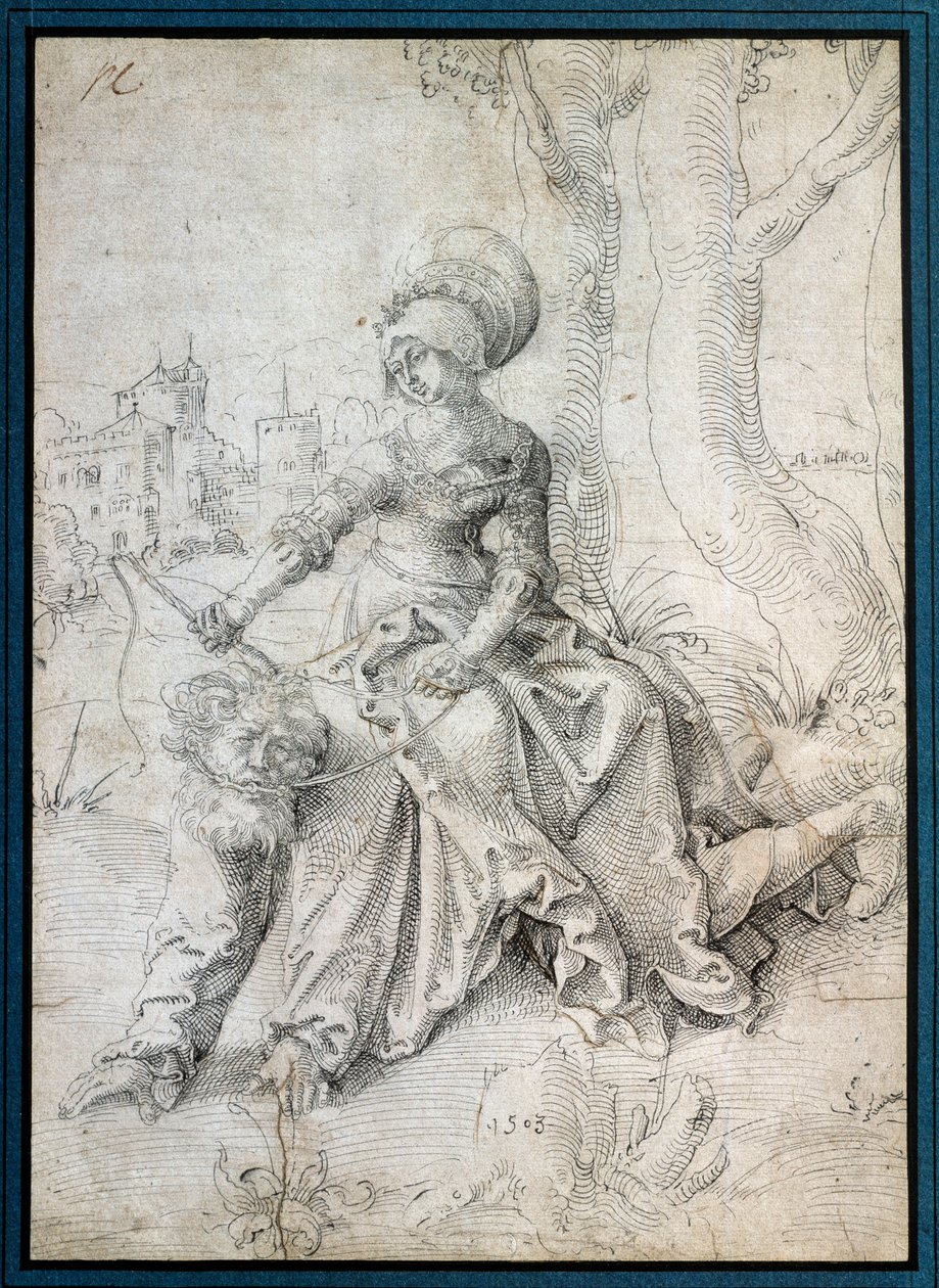 A mulher a montar o homem: Phyllis sentada nas costas de Aristóteles que anda de quatro. Desenho de Grien Hans Baldung (1484-1545) Ec. Todos. de Hans Baldung Grien