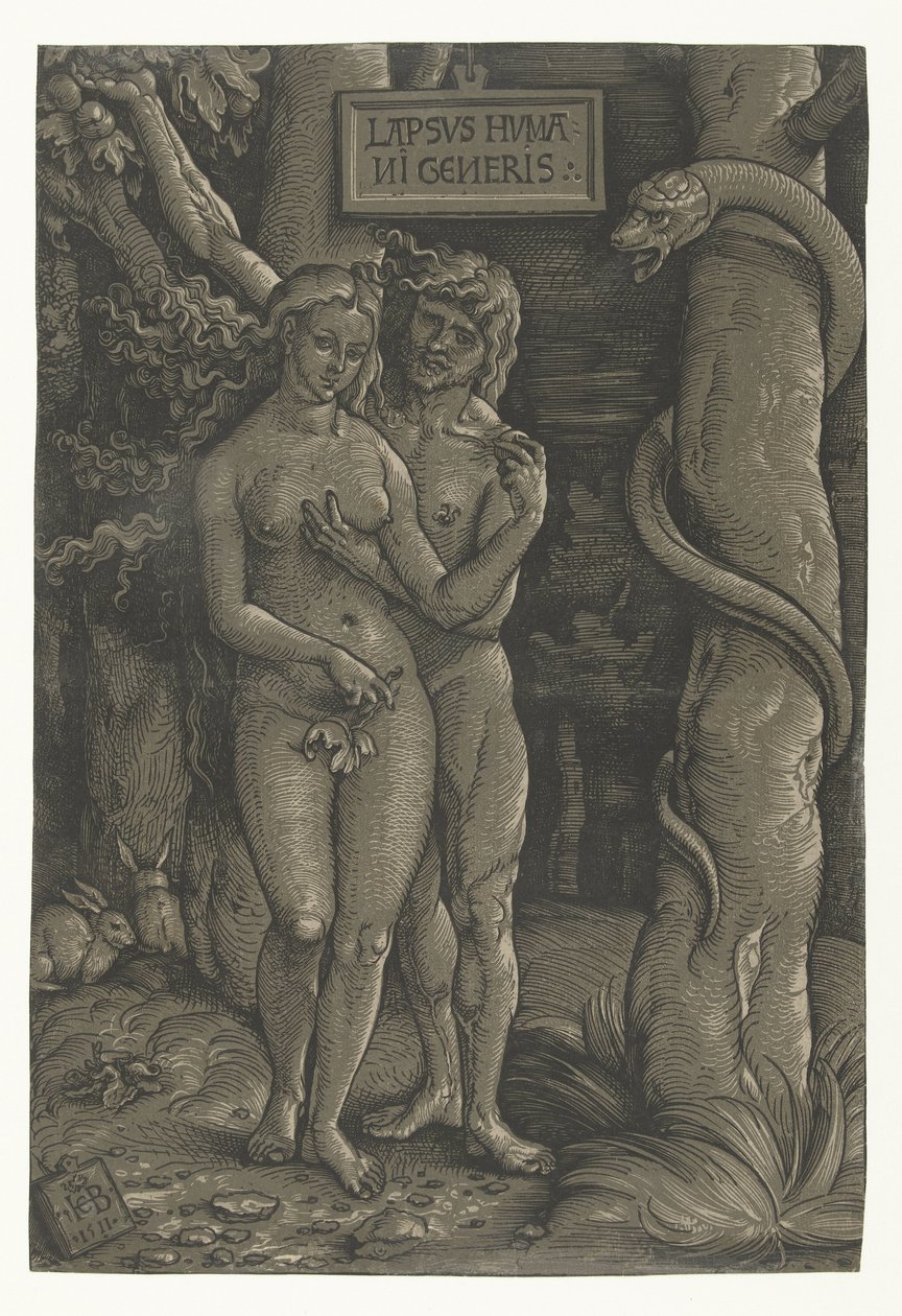 A tentação de Adão e Eva no paraíso
Queda do pecado
Lapsvs Hvmani Generis (título sobre o objecto) de Hans Baldung Grien