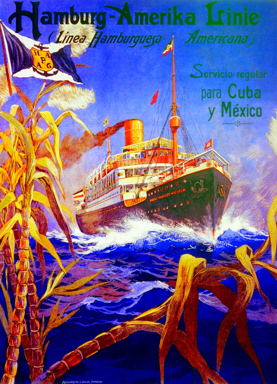 Cartaz publicitário da Linha Americana de Hamburgo de Hans Bohrdt