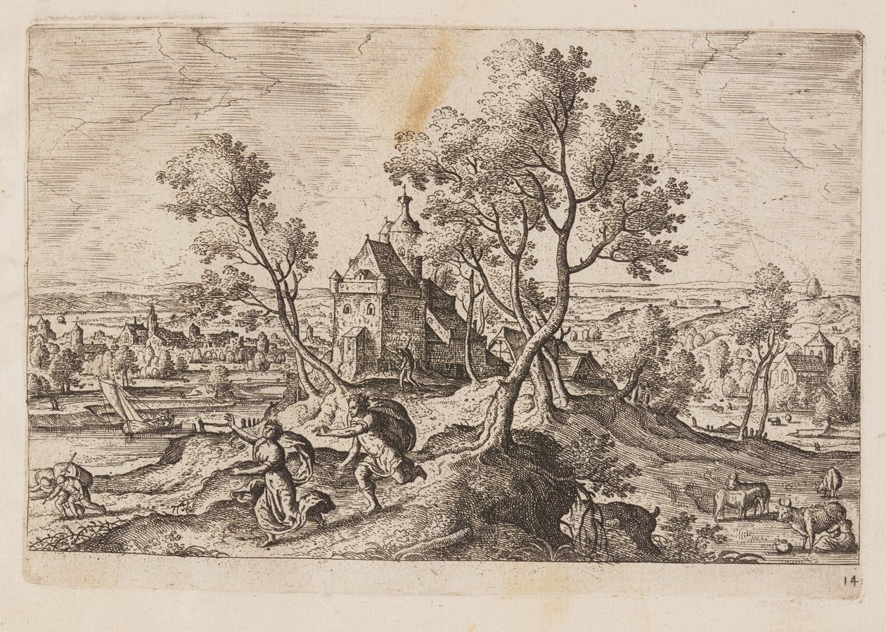 Prato 14, de Paisagens com cenas do Antigo e do Novo Testamento e Metamorfoses de Ovídio de Hans Bol