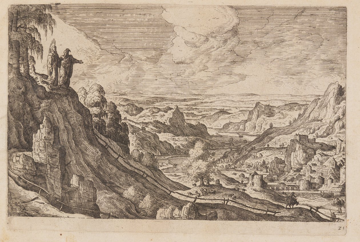 Placa 21, de Paisagens com cenas do Antigo e do Novo Testamento e Metamorfoses de Ovídio de Hans Bol
