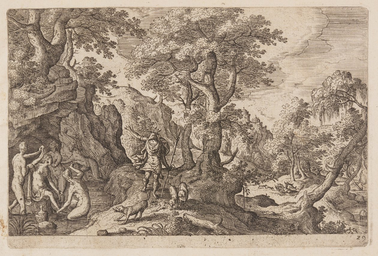 Placa 29, de Paisagens com cenas do Antigo e do Novo Testamento e Metamorfoses de Ovídio de Hans Bol