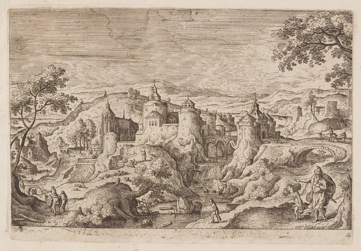 Prato 4, de Paisagens com cenas do Antigo e do Novo Testamento e Metamorfoses de Ovídio de Hans Bol